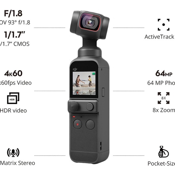 DJI Pocket 2 - Handheld 3-Axis Gimbal Stabilizer with 4K Camera - Picture 5 of 7